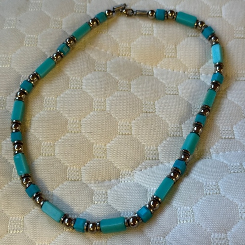 Turquoise and Gold Beaded Necklace